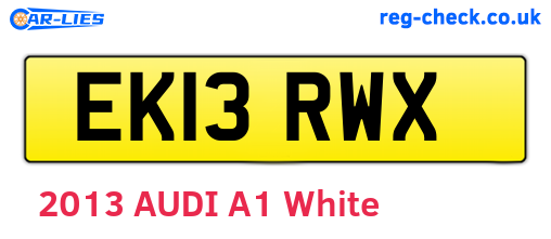 EK13RWX are the vehicle registration plates.