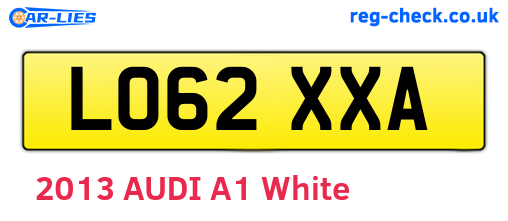 LO62XXA are the vehicle registration plates.