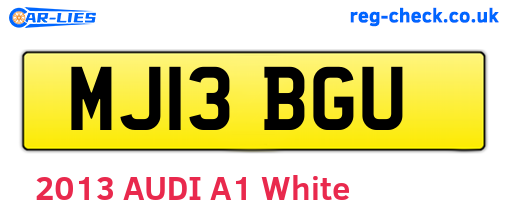MJ13BGU are the vehicle registration plates.
