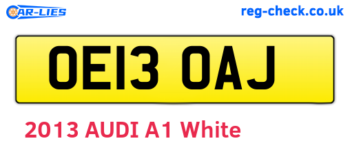 OE13OAJ are the vehicle registration plates.
