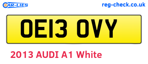 OE13OVY are the vehicle registration plates.