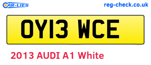 OY13WCE are the vehicle registration plates.