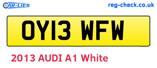 OY13WFW are the vehicle registration plates.