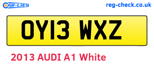 OY13WXZ are the vehicle registration plates.