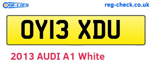 OY13XDU are the vehicle registration plates.