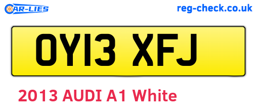 OY13XFJ are the vehicle registration plates.