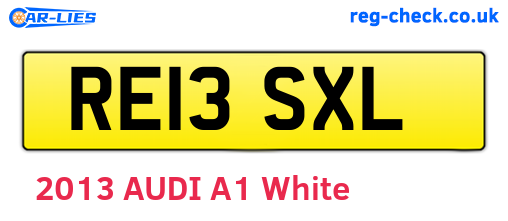 RE13SXL are the vehicle registration plates.
