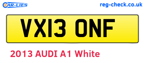 VX13ONF are the vehicle registration plates.