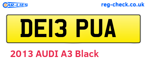 DE13PUA are the vehicle registration plates.
