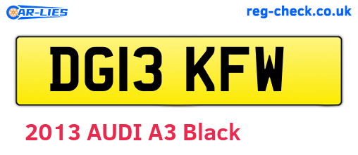 DG13KFW are the vehicle registration plates.