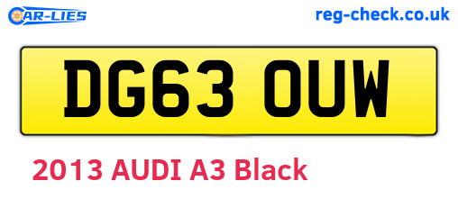 DG63OUW are the vehicle registration plates.