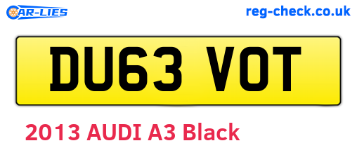 DU63VOT are the vehicle registration plates.
