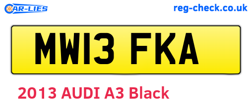 MW13FKA are the vehicle registration plates.