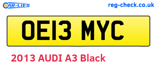 OE13MYC are the vehicle registration plates.