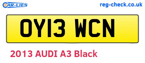 OY13WCN are the vehicle registration plates.