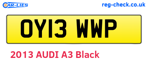 OY13WWP are the vehicle registration plates.