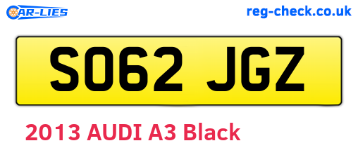 SO62JGZ are the vehicle registration plates.