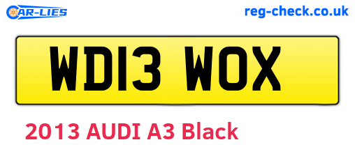 WD13WOX are the vehicle registration plates.