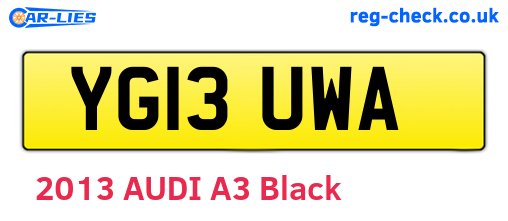 YG13UWA are the vehicle registration plates.