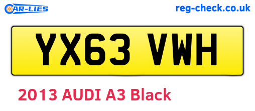 YX63VWH are the vehicle registration plates.