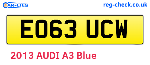 EO63UCW are the vehicle registration plates.