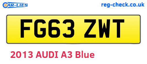 FG63ZWT are the vehicle registration plates.