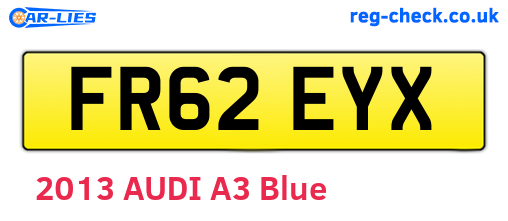 FR62EYX are the vehicle registration plates.