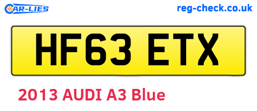 HF63ETX are the vehicle registration plates.