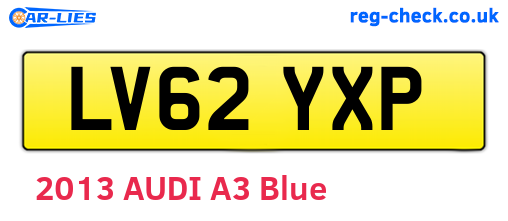 LV62YXP are the vehicle registration plates.