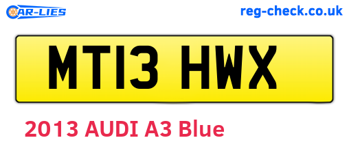 MT13HWX are the vehicle registration plates.