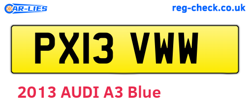 PX13VWW are the vehicle registration plates.