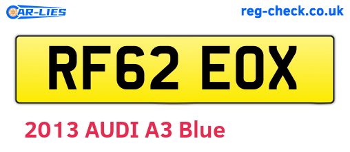 RF62EOX are the vehicle registration plates.