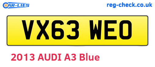 VX63WEO are the vehicle registration plates.