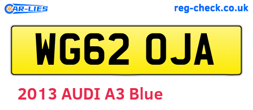 WG62OJA are the vehicle registration plates.