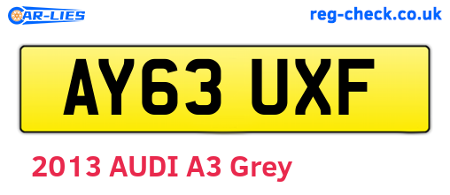 AY63UXF are the vehicle registration plates.