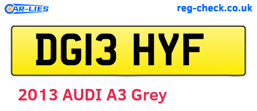 DG13HYF are the vehicle registration plates.
