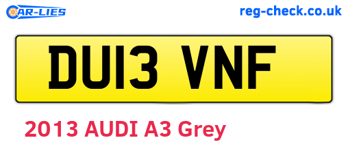 DU13VNF are the vehicle registration plates.