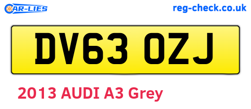 DV63OZJ are the vehicle registration plates.