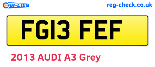 FG13FEF are the vehicle registration plates.