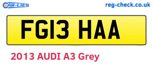 FG13HAA are the vehicle registration plates.