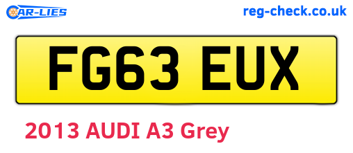 FG63EUX are the vehicle registration plates.