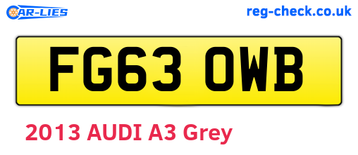FG63OWB are the vehicle registration plates.