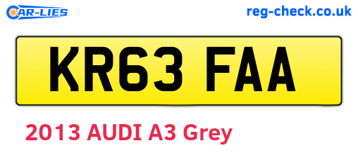 KR63FAA are the vehicle registration plates.