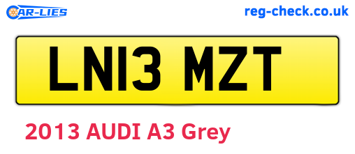 LN13MZT are the vehicle registration plates.