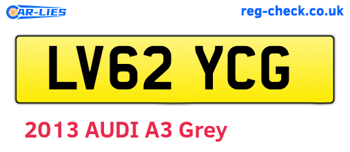 LV62YCG are the vehicle registration plates.