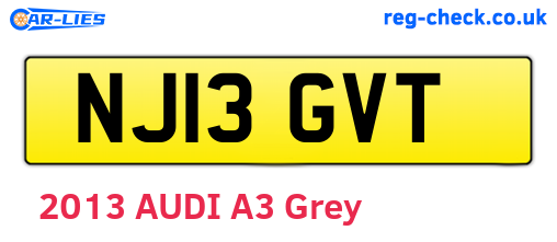 NJ13GVT are the vehicle registration plates.