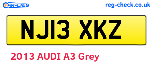 NJ13XKZ are the vehicle registration plates.