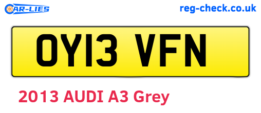 OY13VFN are the vehicle registration plates.