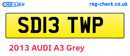 SD13TWP are the vehicle registration plates.