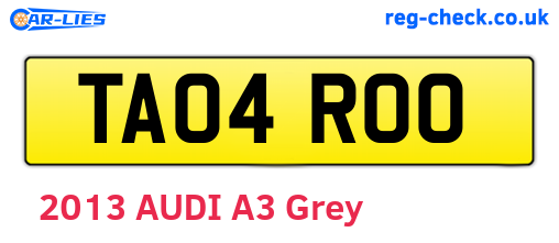 TA04ROO are the vehicle registration plates.